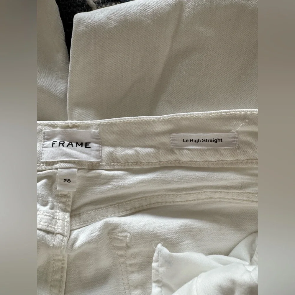 FRAME Le High Straight White Fray Jeans Size 28 - Picture 6 of 15